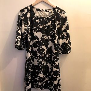 Black and white floral silk dress